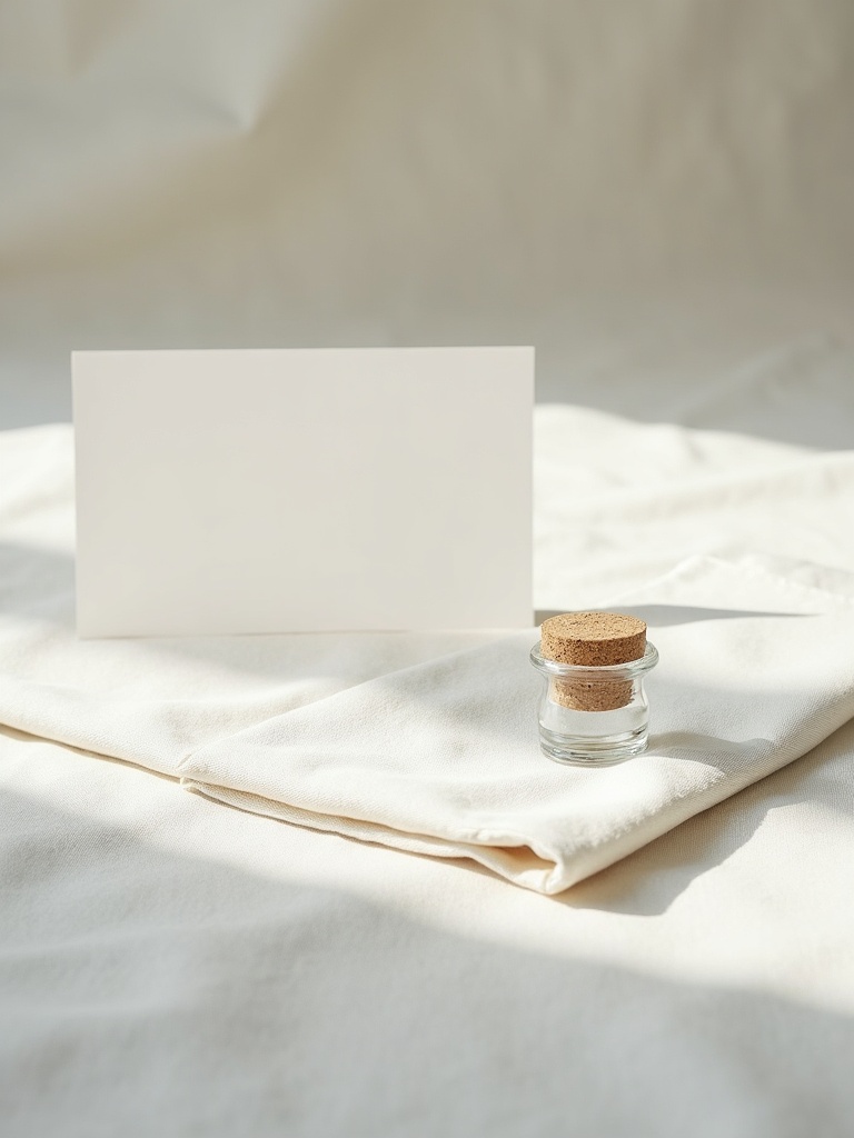 A small sealed glass vial on folded linen